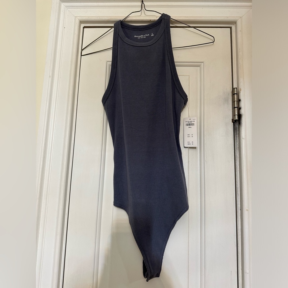Women’s Abercrombie Soft A&F Ribbed Steel Blue Sleeveless Bodysuit NWT small